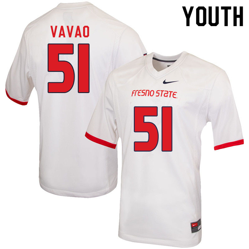 Youth #51 Mose Vavao Fresno State Bulldogs College Football Jerseys Sale-White
